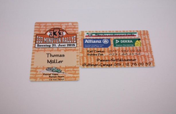 Das Pascal Kapp Rallye Team – Namensschild bzw. Badge